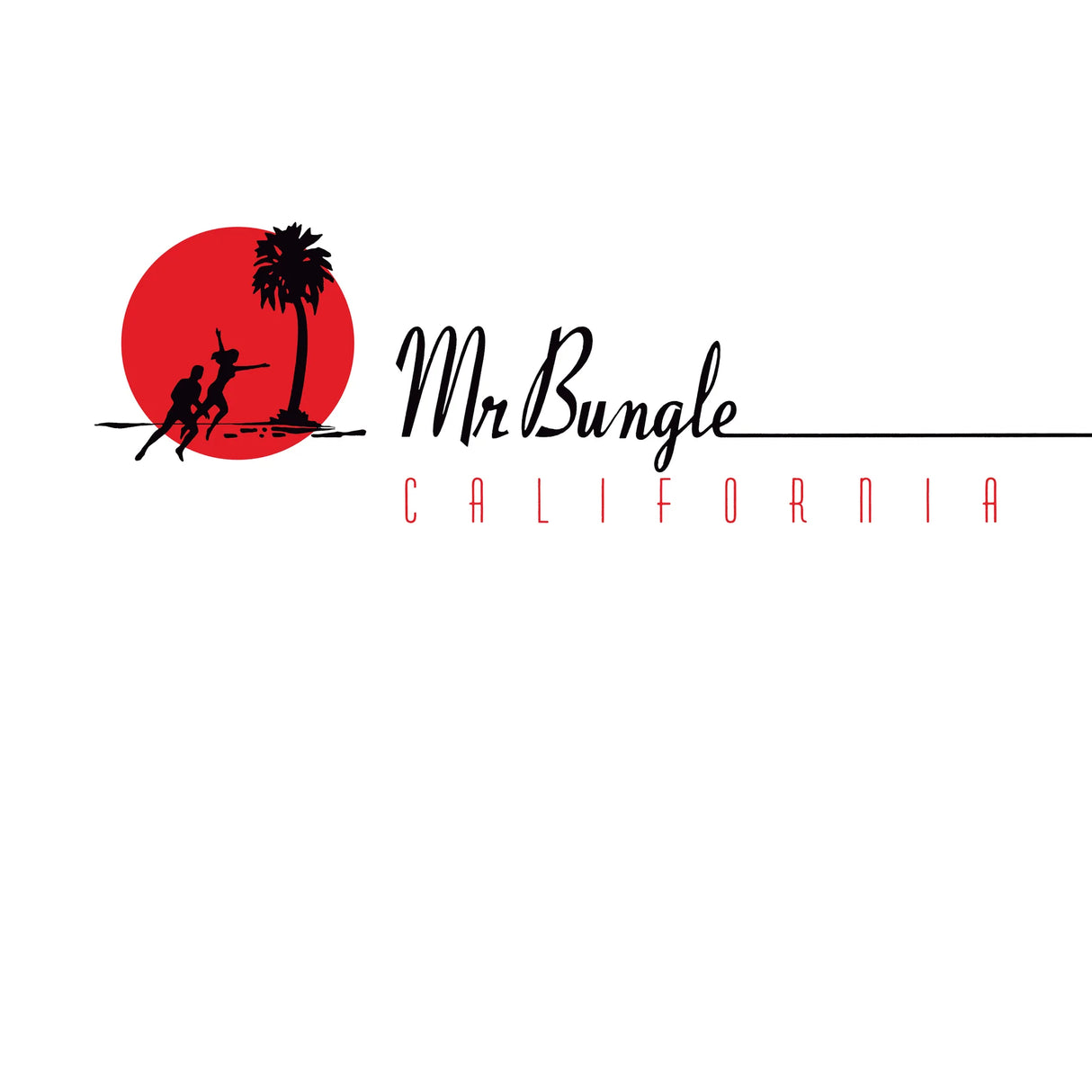Logo of Mr Bungle with a red circle and palm tree design on a white background