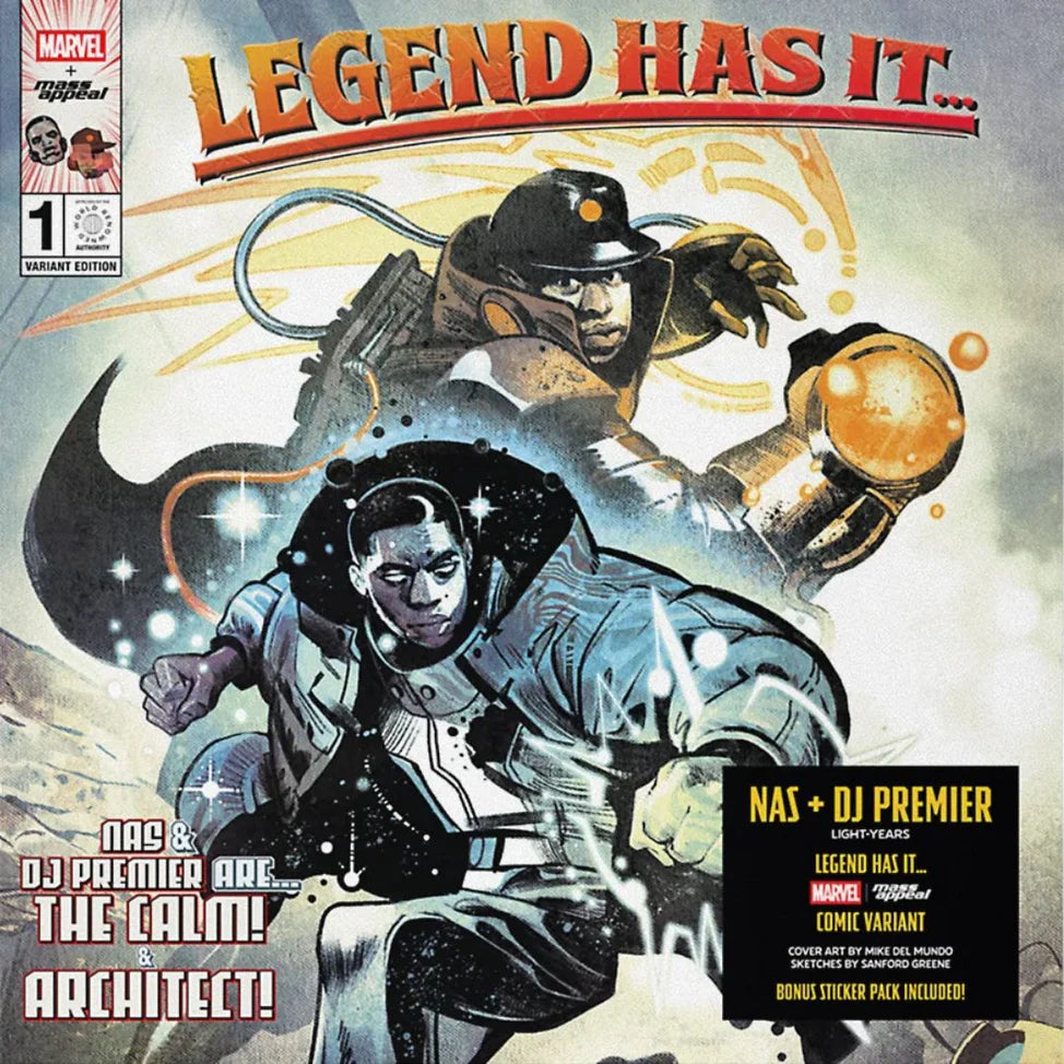 Comic book cover featuring two characters with text 'Legend Has It' and Marvel logo.