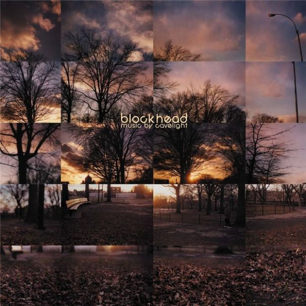 Album cover art featuring a collage of trees and a sunset, with the artist's name 'blockhead' displayed.