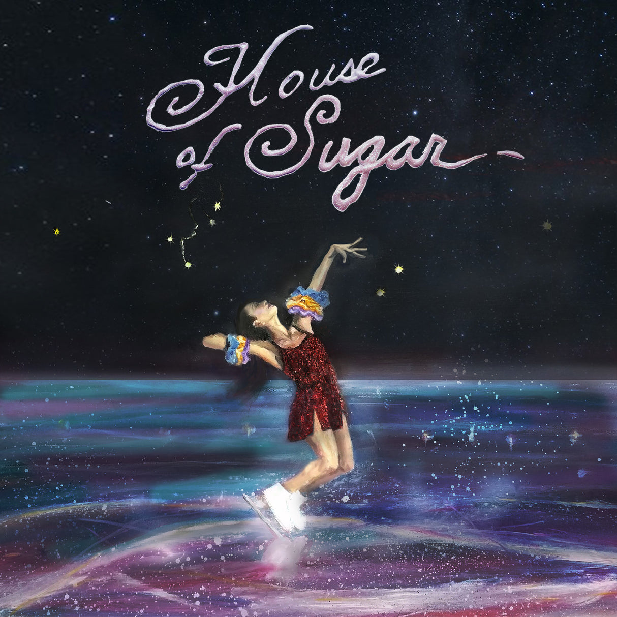 Album cover featuring a stylized image of a person figure skating on a starry background with the text 'House of Sugar' written above.