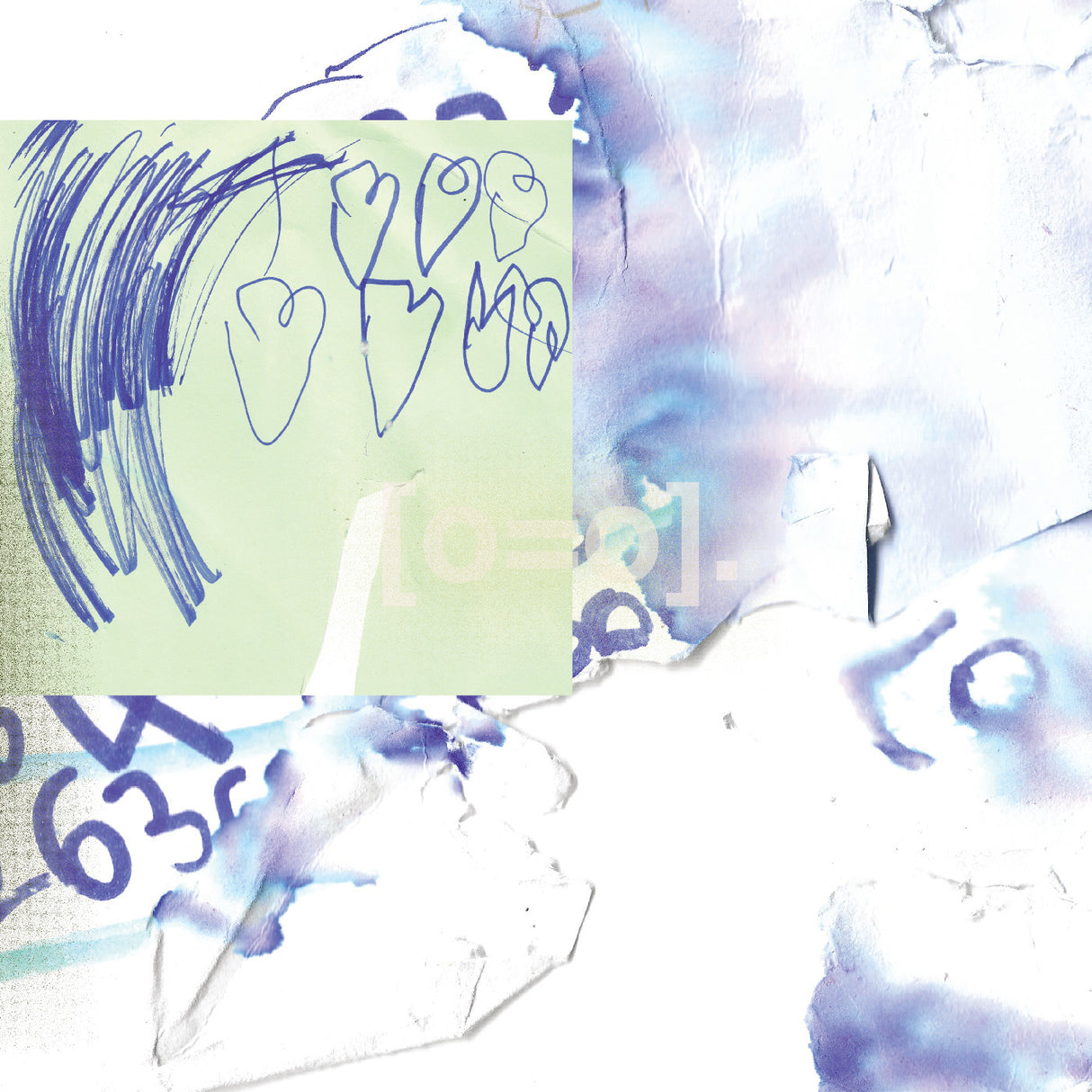 Collage with abstract shapes and numbers on a textured background