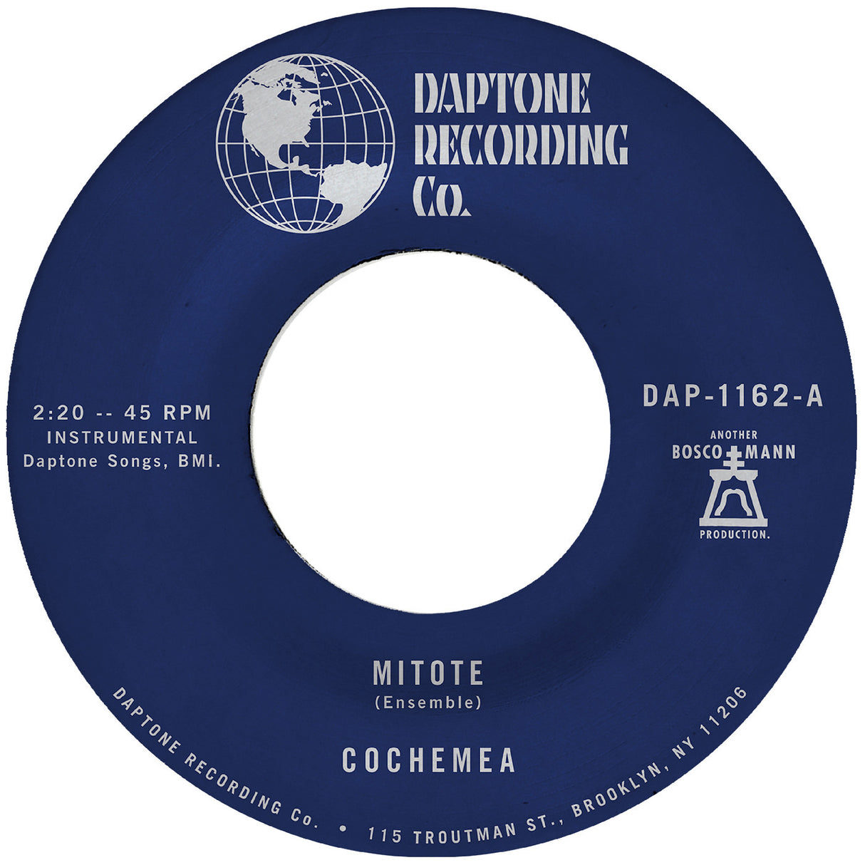 Daptone Recording Co. record label with blue and white design