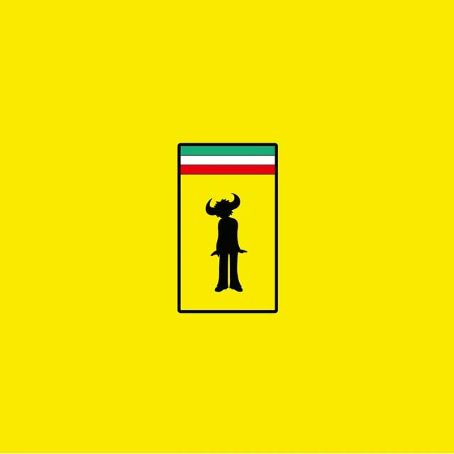 Ferrari logo on a yellow background