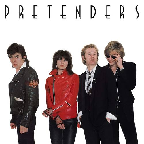 Four band members in stylish outfits with 'Pretenders' text above.