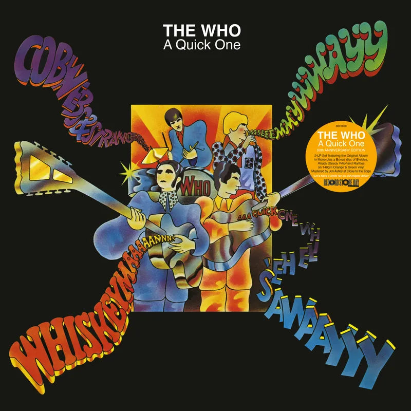 Album cover for 'The Who: A Quick One' with colorful text and band members.