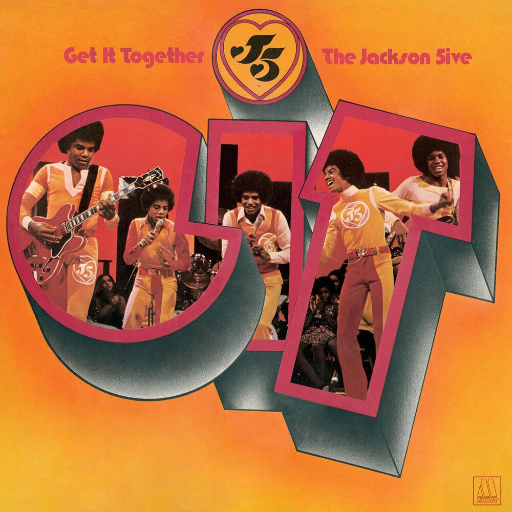 Album cover of 'Get It Together' by The Jackson 5 with band members and text on an orange background.