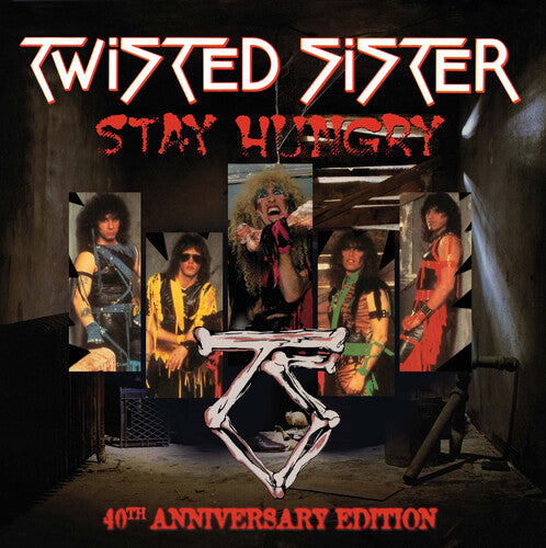 Twisted Sister - Stay Hungry album cover featuring band members with red vinyl branding and 40th anniversary text.