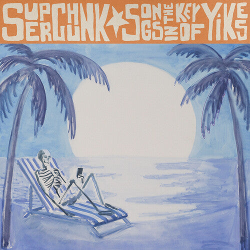 Album cover with a person on a beach chair under palm trees, featuring text at the top.