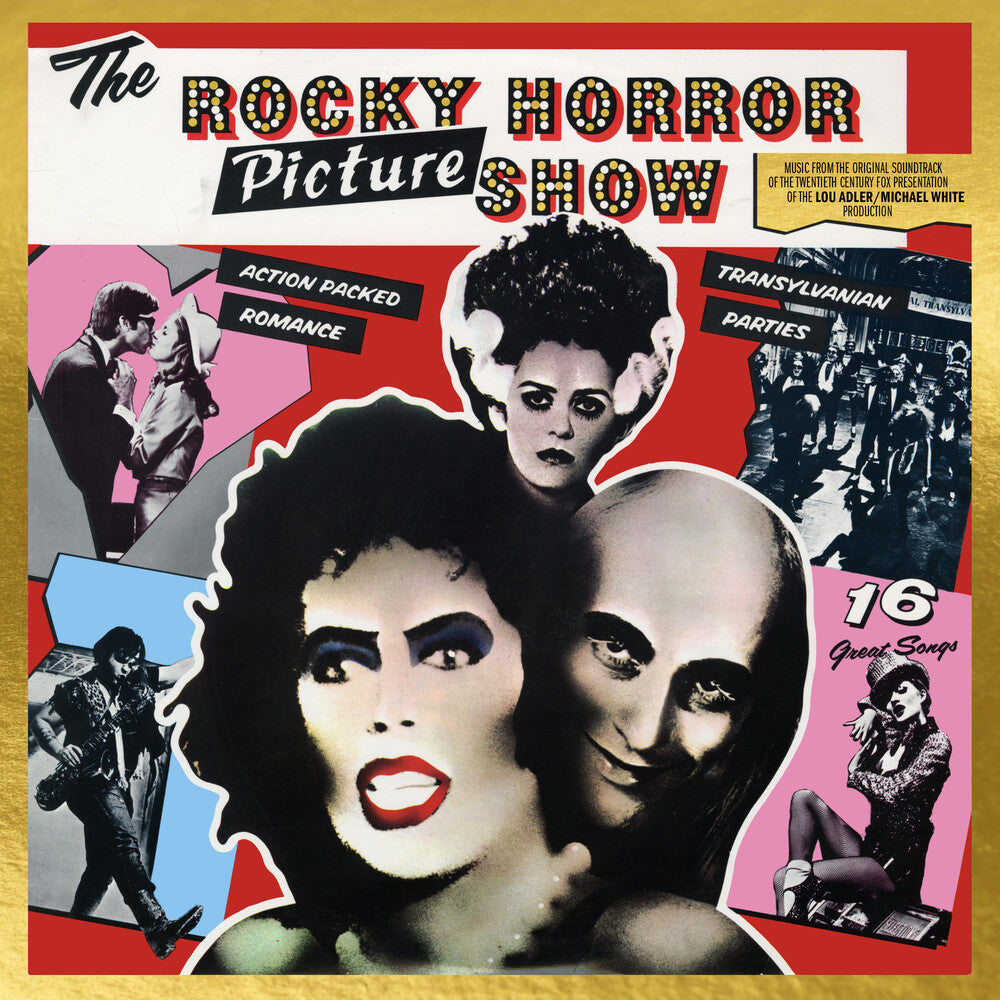 Album cover for 'The Rocky Horror Picture Show' with stylized text and images of characters.
