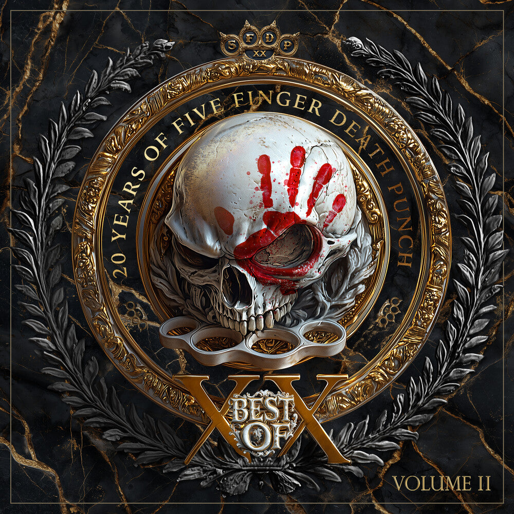 Album cover for '20 Years of Five Finger Death Punch: Best of Volume II' with skull and handprint design.