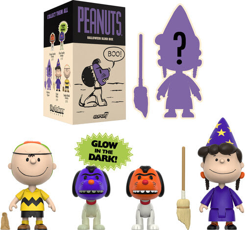 Peanuts-themed Halloween blind box with figures and packaging on a white background