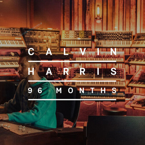 Person working on electronic music equipment with 'Calvin Harris 96 Months' text overlay.