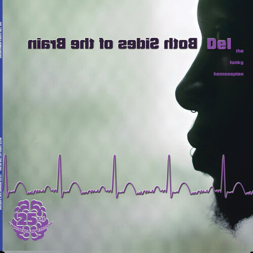 Album cover with silhouette of a face and heart rate line, featuring text and a brain icon.