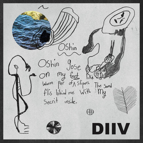 Artistic illustration with text and abstract elements on a gray background, featuring the DIIV logo.