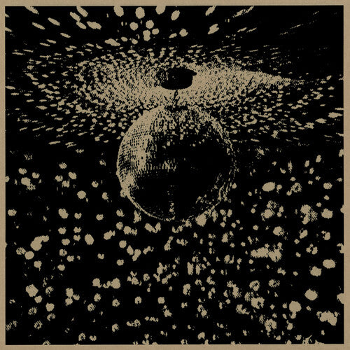 Abstract design with a central sphere and radiating patterns on a black background