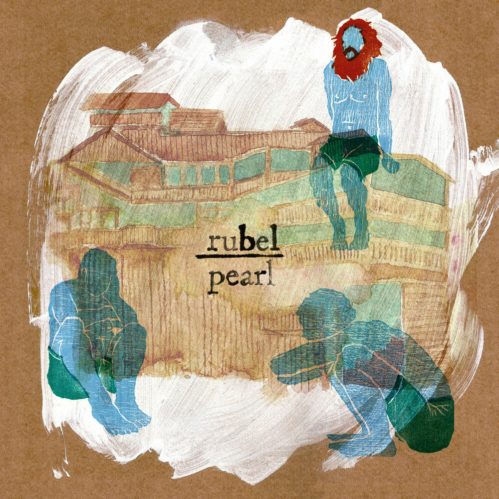 Album cover with abstract figures and 'rubel pearl' text on a textured brown background