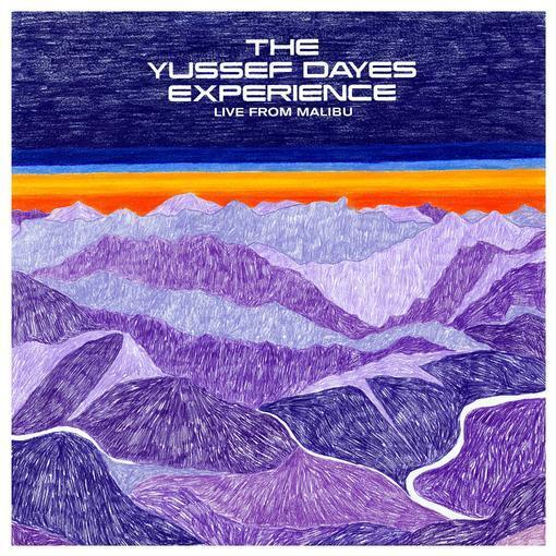 Album cover with purple mountain landscape and blue sky, featuring 'The Yussef Dayes Experience Live from Malibu'.
