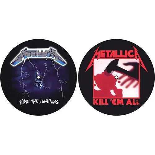 Two Metallica album covers, 'Ride the Lightning' and 'Kill 'Em All', on a white background.