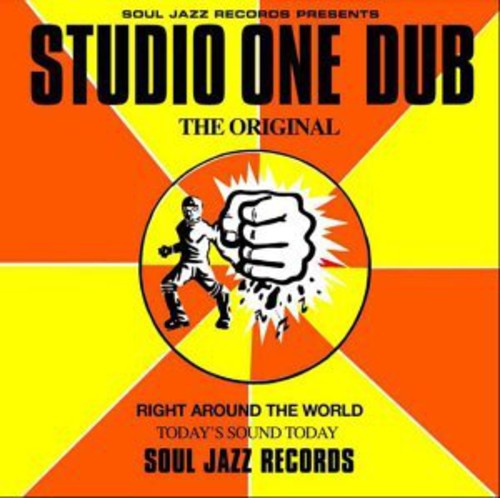 Album cover for Studio One Dub featuring a graphic design with a raised fist, text, and a red and yellow background.