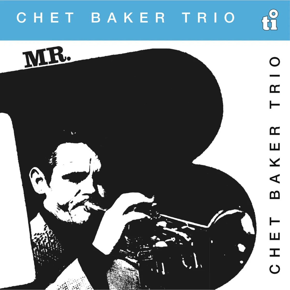 Album cover of Chet Baker Trio with a silhouette of a man playing a trumpet.