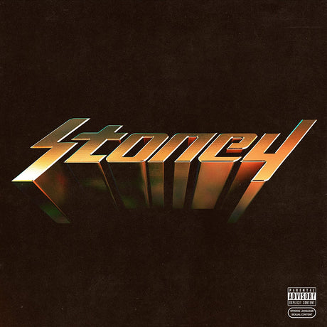 Album cover with 'Stoney' text in metallic letters on a dark background