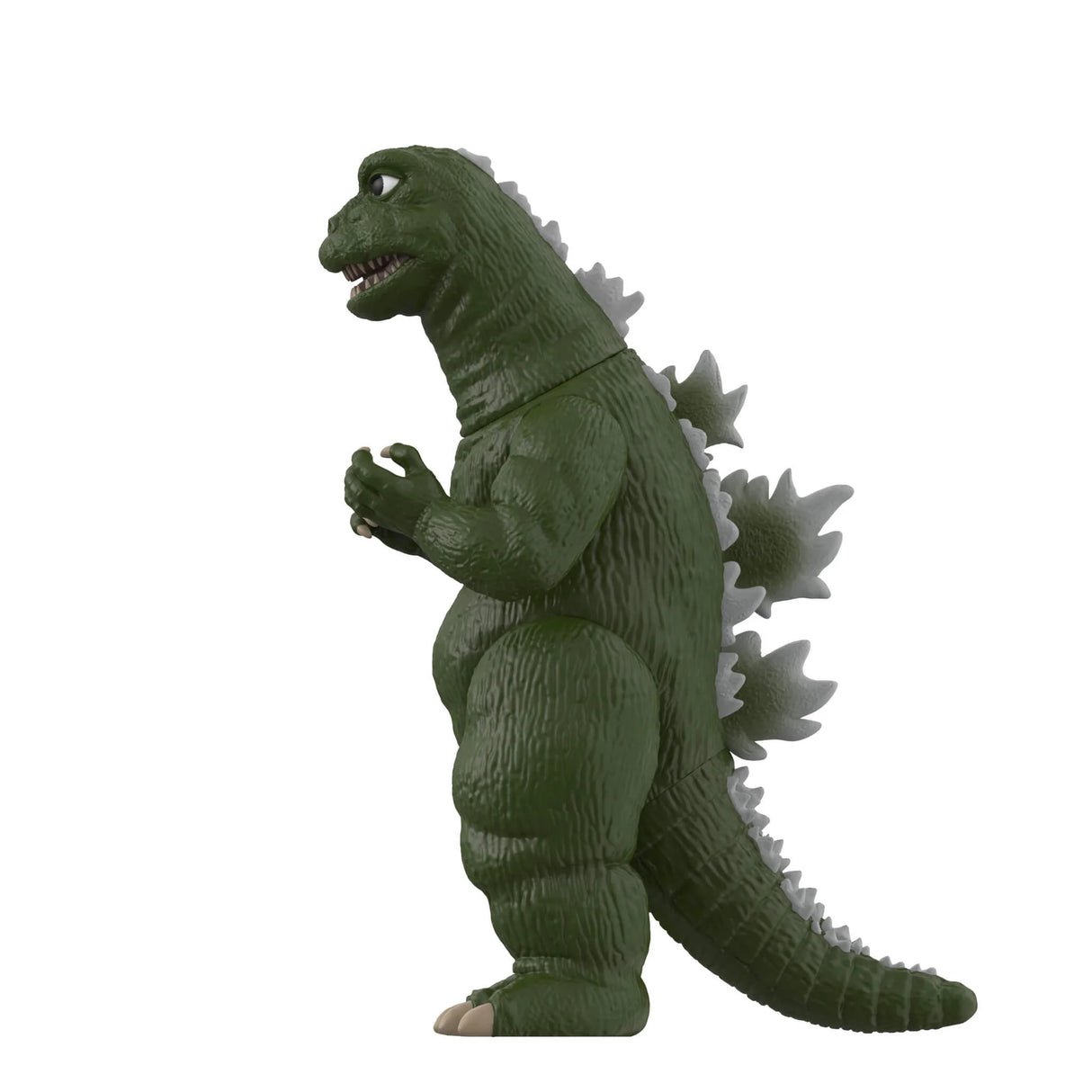 Green Godzilla figurine on a white background