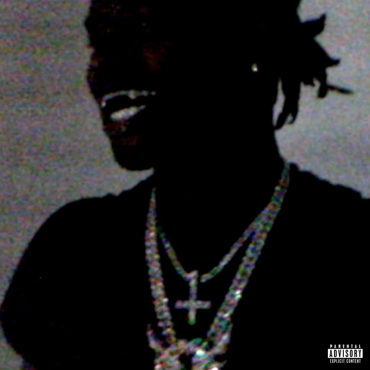 Album cover with a silhouette of a person wearing a necklace, featuring a 'Parental Advisory' label.