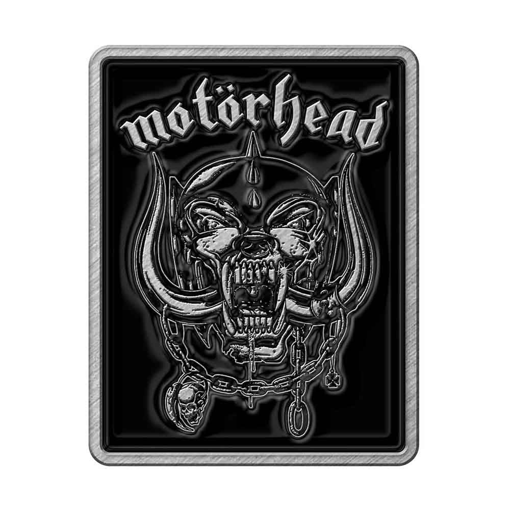 Motorhead logo with a stylized wolf head on a black background