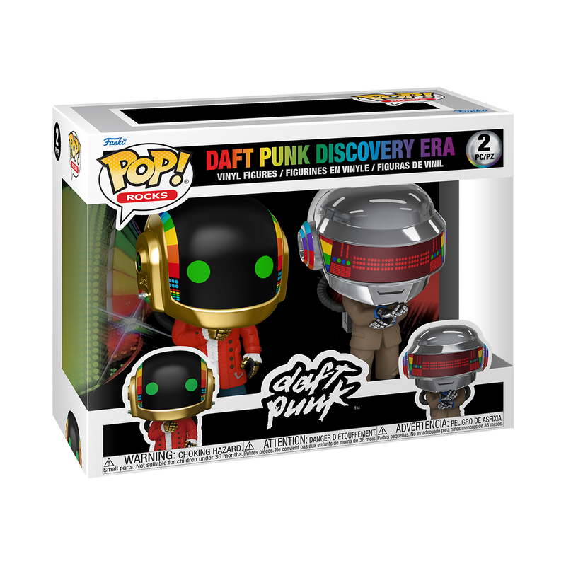 Funko Pop! Daft Punk Discovery Era vinyl figures packaging on a white background