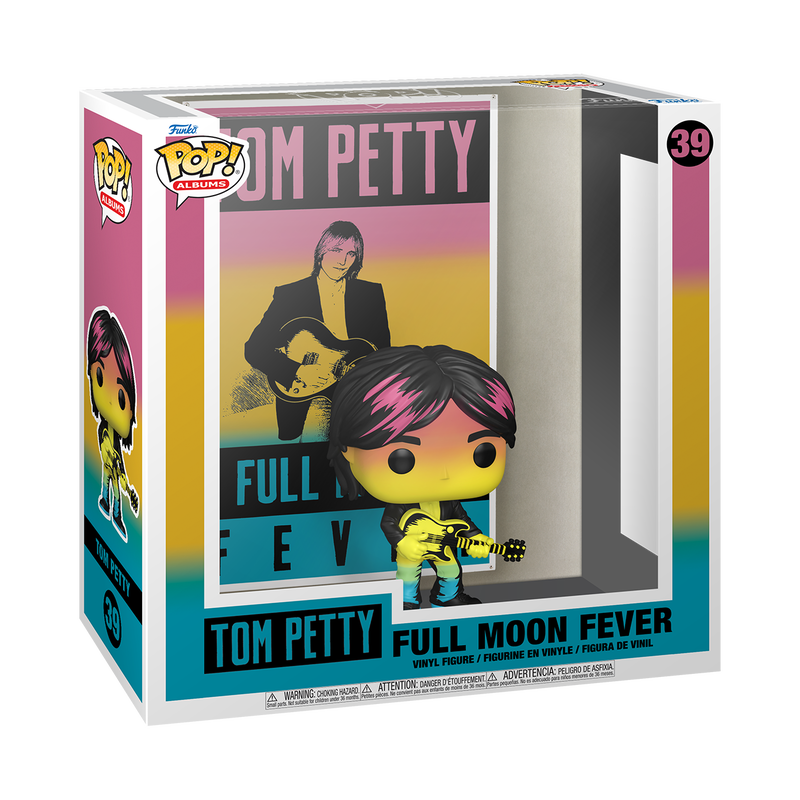 Funko Pop! vinyl figure packaging for Tom Petty 'Full Moon Fever' with colorful design.