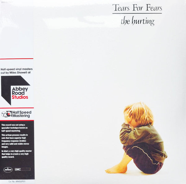 The image shows the album cover of 'Tears For Fears - The Hurting' with the band member Curt Smith sitting with his head bowed.