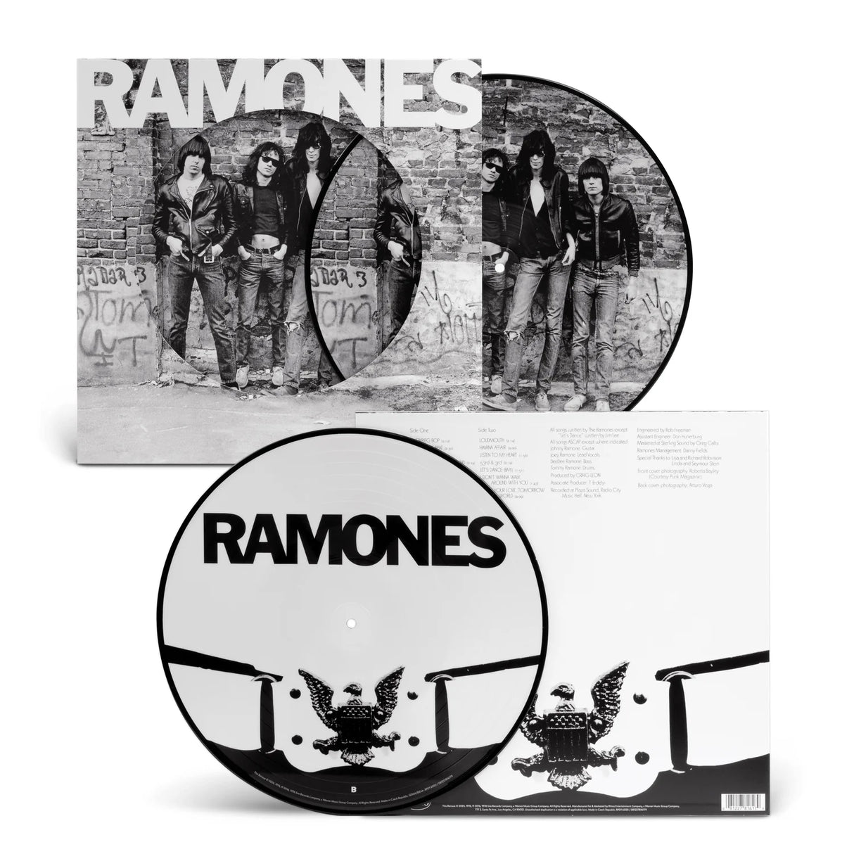 Vinyl record set with 'Ramones' branding on a white background