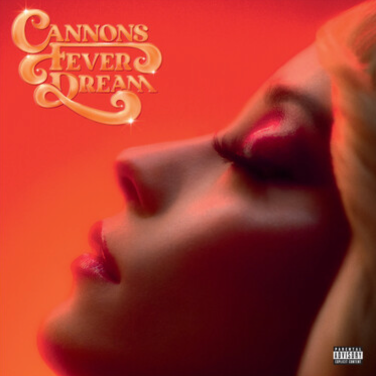 Album cover art for 'Cannons - Fever Dream LP' featuring a person with their eyes closed, bathed in a reddish-light, with the album title and band name prominently displayed.