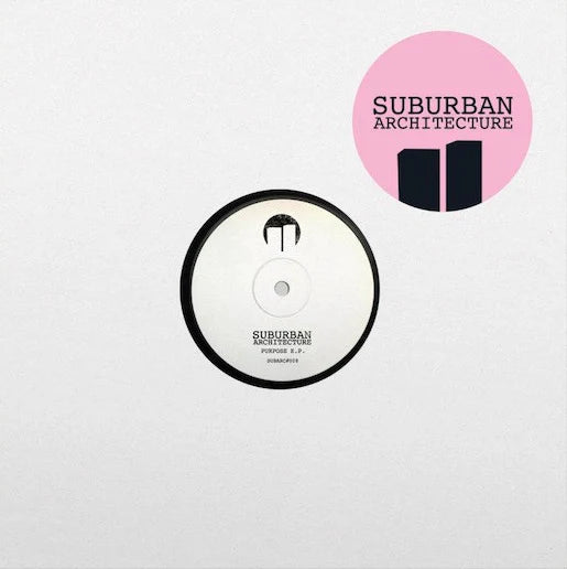 Vinyl record with 'Suburban Architecture' label on a white background