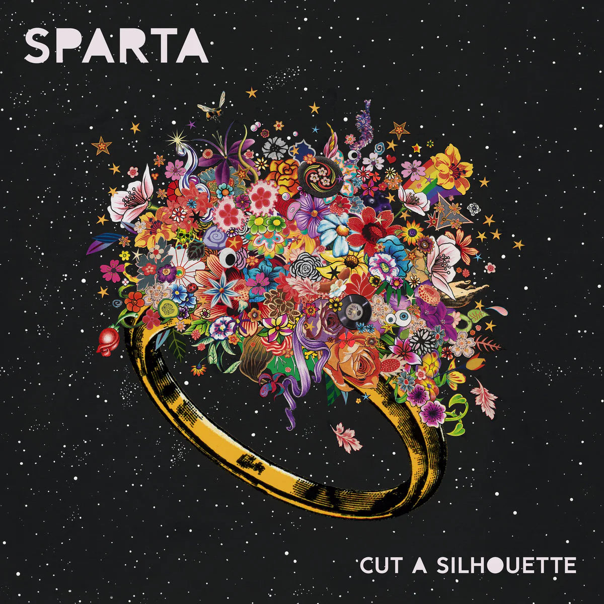 Album cover with colorful floral design and 'Sparta' text on a dark background
