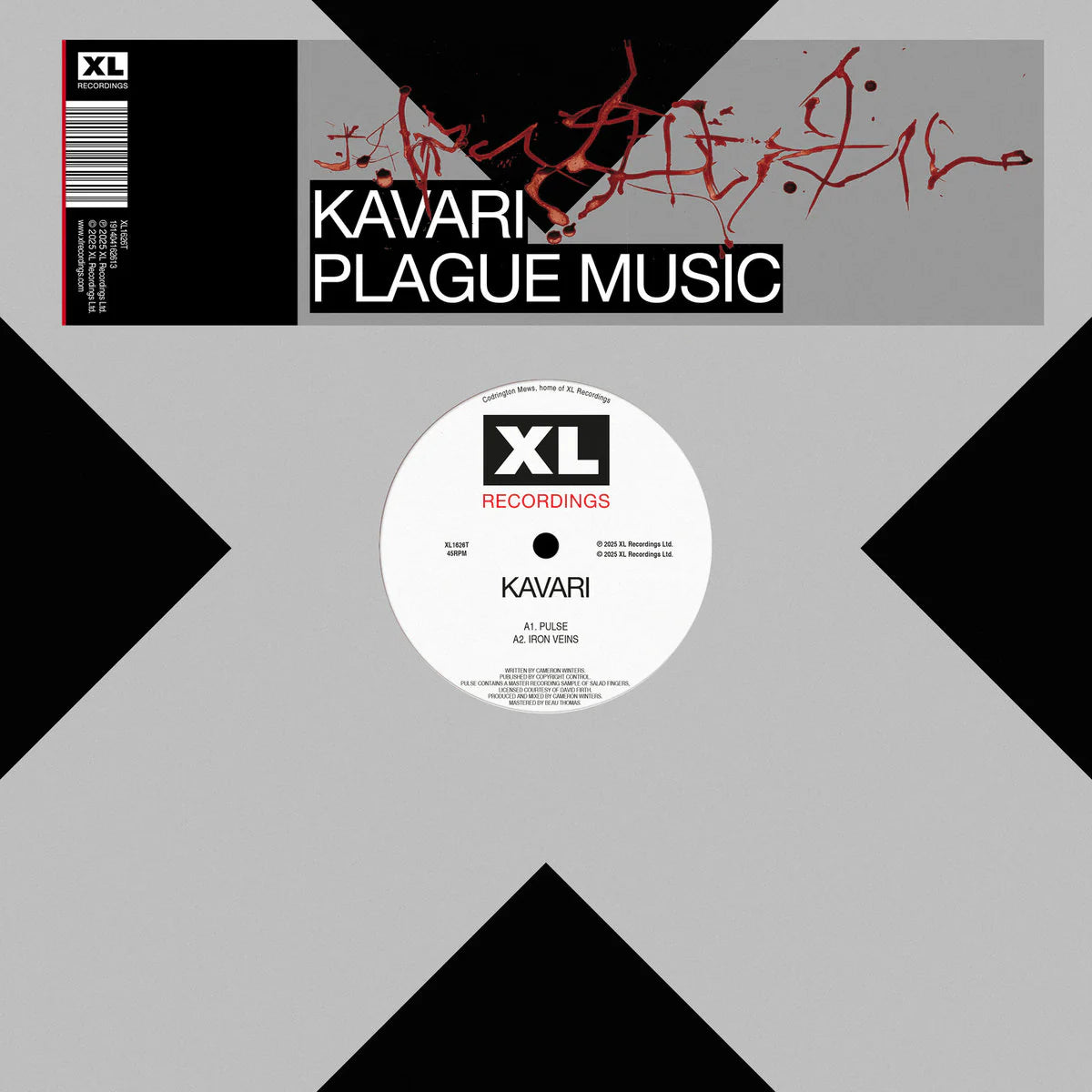 Album cover for 'Plague Music' by Kavari with XL Recordings logo.