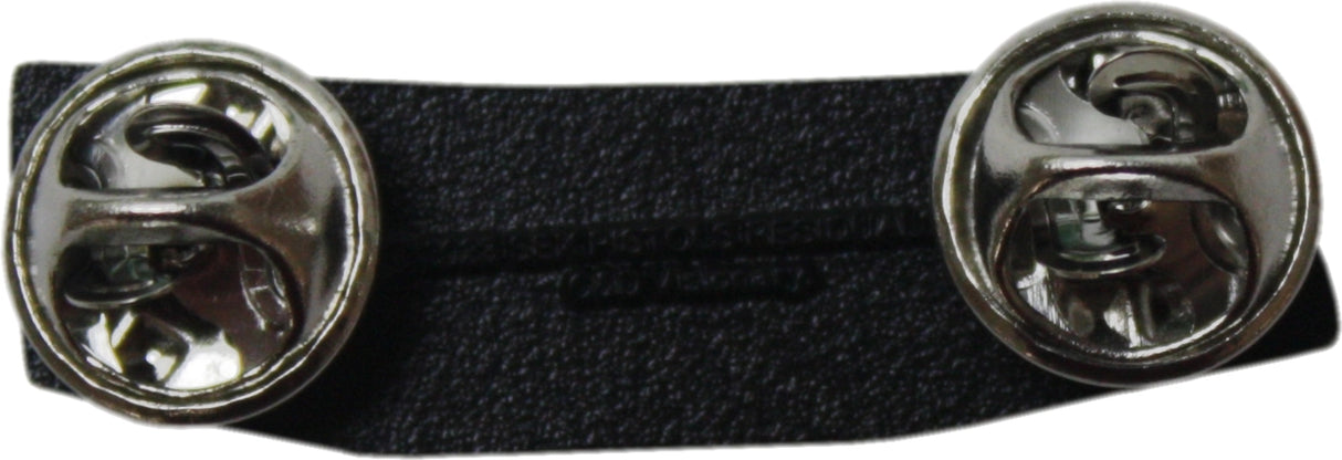 Black shoelace with metal eyelets on a white background