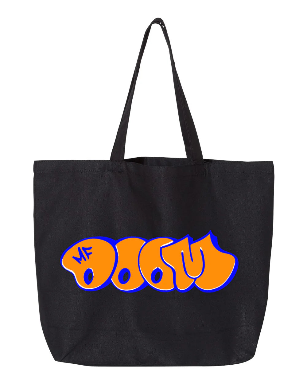 MF Doom Jumbo Tote Bag - Orange Tag on Black Tote