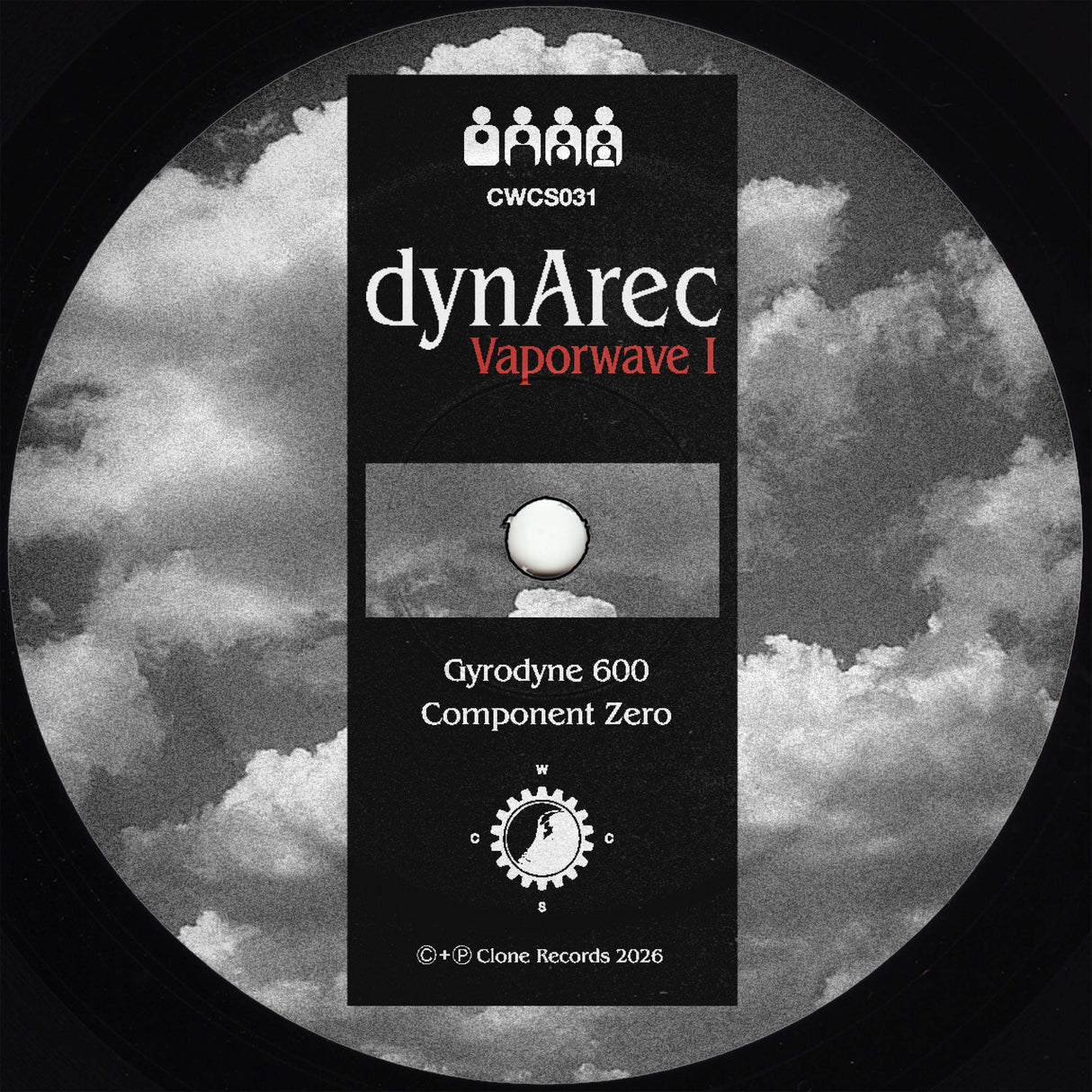 Album cover with 'dynArec' and 'Vaporwave I' text against a cloudy sky background.
