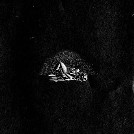 Black LP record cover featuring a minimalistic design with a white line drawing of a person lying down.