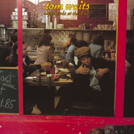 The cover image shows the album 'Tom Waits - Nighthawks At The Diner LP'. The scene is set in a diner with customers seated at the tables.