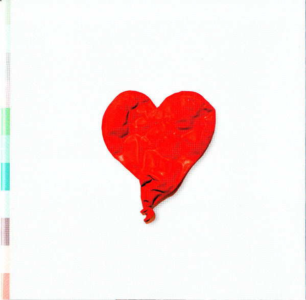 A red heart-shaped balloon on a plain background, likely representing the album cover for Kanye West's '808s & Heartbreak' CD.