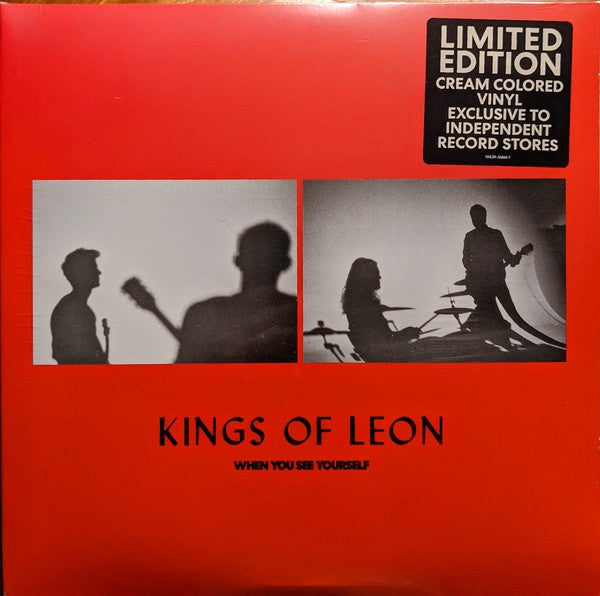 Limited edition cream colored vinyl record of 'Kings Of Leon - When You See Yourself' with a shadow of the band members on the cover.