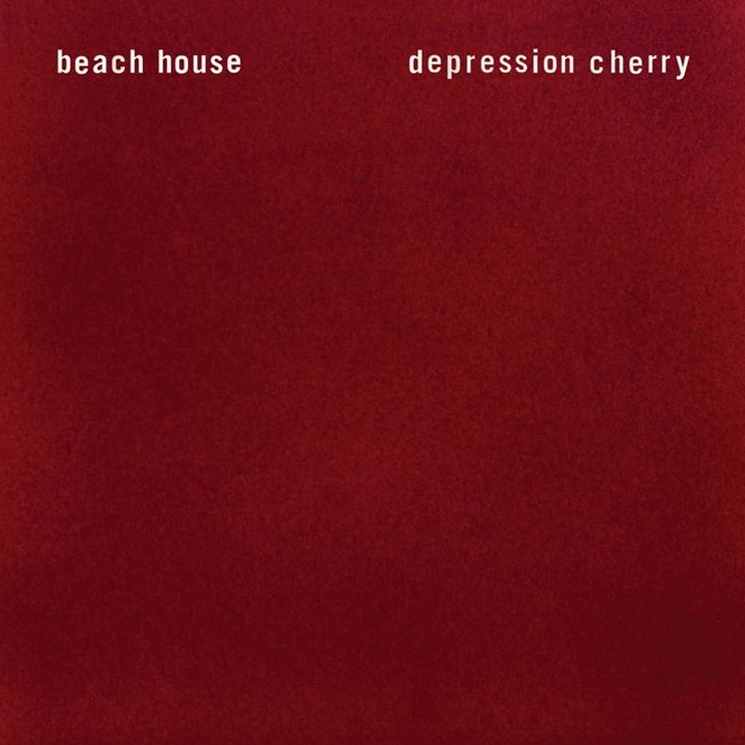 A red vinyl record cover with 'BEACH HOUSE DEPRESSION CHERRY' text in white.