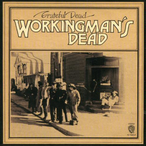 The image displays the album cover for "Grateful Dead - Workingmans Dead LP (180g)." It features a vintage black and white photograph of the Grateful Dead members standing on a street corner, engaging in casual, relaxed poses.