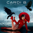 Album cover featuring a person in a red outfit with crows against a stormy sky, featuring the text 'CARDI B AM I THE DRAMA?'.
