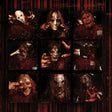 Collage of various masks with a dark, horror-themed background.