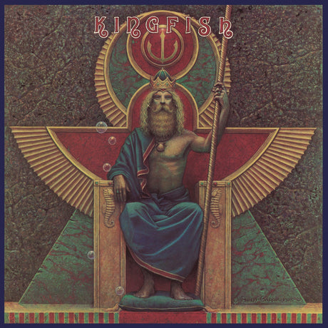 Album cover with a bearded figure holding a staff, set against a textured background with 'Kingfish' at the top.