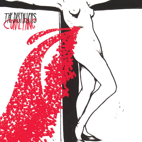Album cover with a stylized illustration of a woman in a red dress and 'The Distillers' band name.