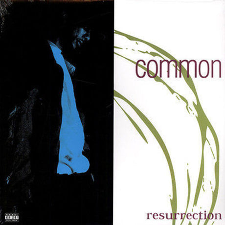 Album cover for 'Resurrection' by Common with a silhouette and abstract design.